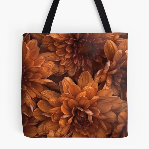 Item preview, Terracotta Orange Chrysanthemum Flowers Dew Drops Autumn Floral Pattern designed and sold by LYAN-STORE.