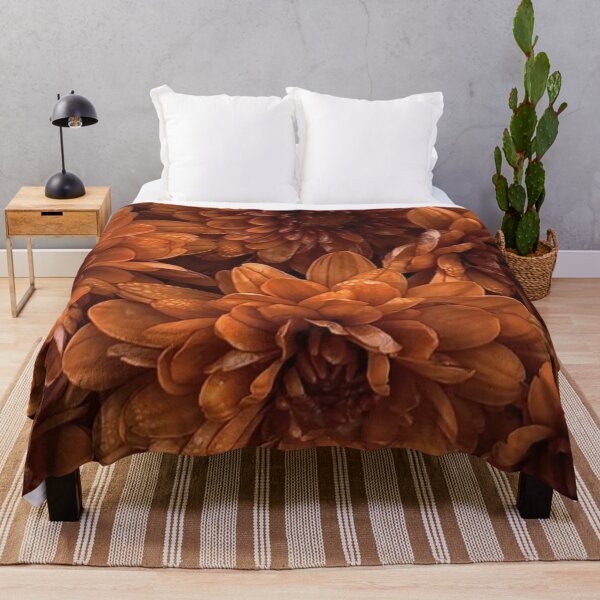 Item preview, Terracotta Orange Chrysanthemum Flowers Dew Drops Autumn Floral Pattern designed and sold by LYAN-STORE.