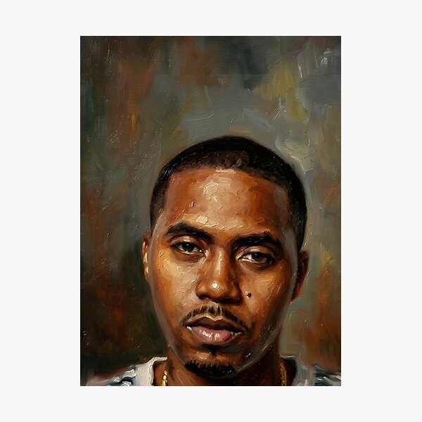 Item preview, Nas Rapper Oil Painting designed and sold by maretsad.