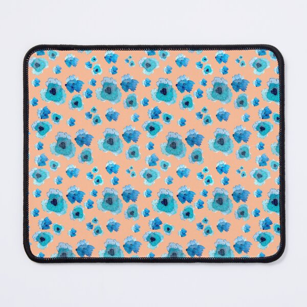 Item preview, Blue Flowers on Peach Background - Soft Watercolor Floral Pattern - Warm Nursery Decor - Baby Girl Bedding Set designed and sold by Marina Khromova.