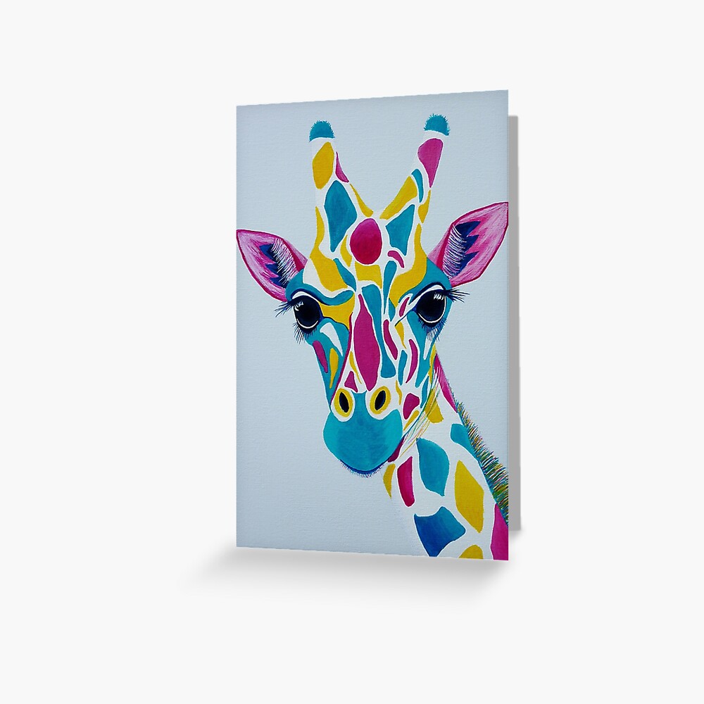 "Glenda the Multi-Coloured Giraffe" Greeting Card for Sale by