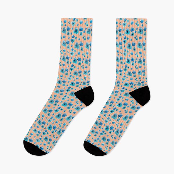Item preview, Blue Flowers on Peach Background - Soft Watercolor Floral Pattern - Warm Nursery Decor - Baby Girl Bedding Set designed and sold by Marina Khromova.