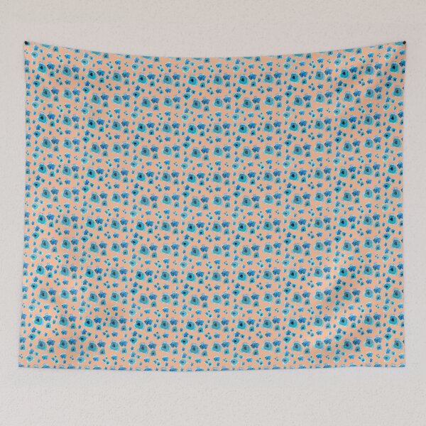 Item preview, Blue Flowers on Peach Background - Soft Watercolor Floral Pattern - Warm Nursery Decor - Baby Girl Bedding Set designed and sold by Marina Khromova.
