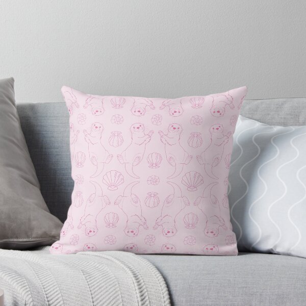Item preview, Cute Otters and Shells Pink Seamless Pattern Art designed and sold by LudmylArt.