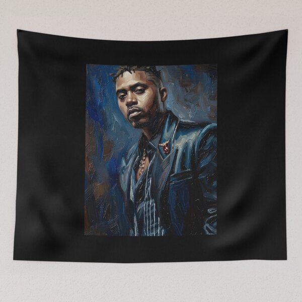 Item preview, Nas Rapper Oil Painting designed and sold by maretsad.