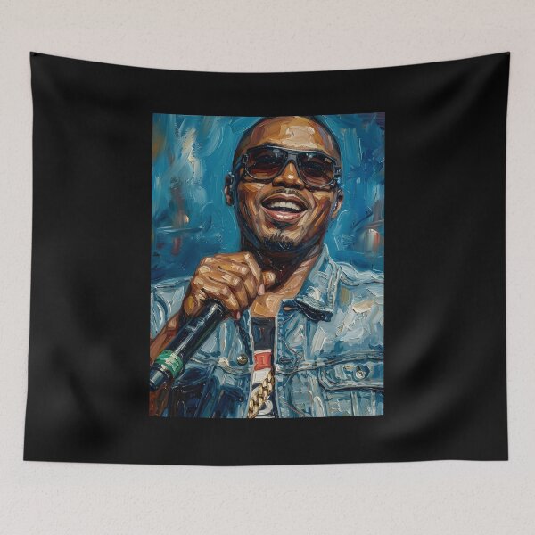 Item preview, Nas Rapper Oil Painting designed and sold by maretsad.