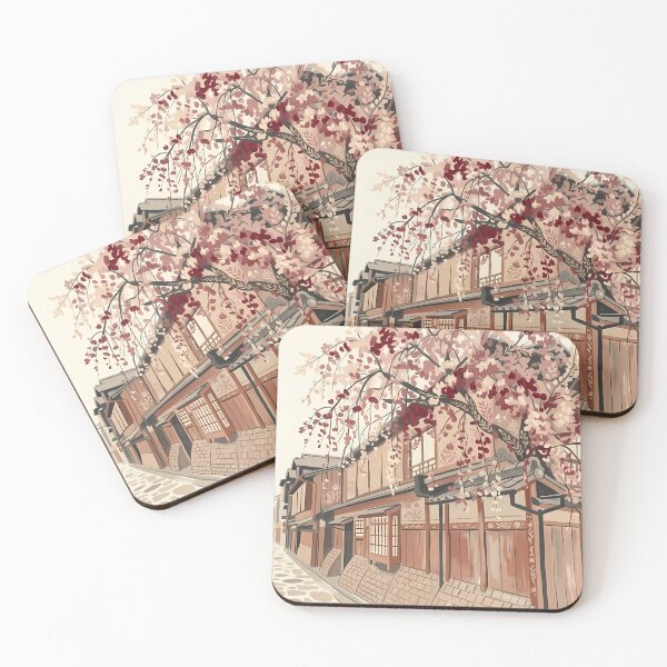 Item preview, Pink Historical Street In Japan With Sakura Flower in Front designed and sold by Arch & Avenue.