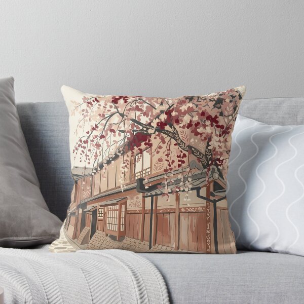 Item preview, Pink Historical Street In Japan With Sakura Flower in Front designed and sold by Arch & Avenue.