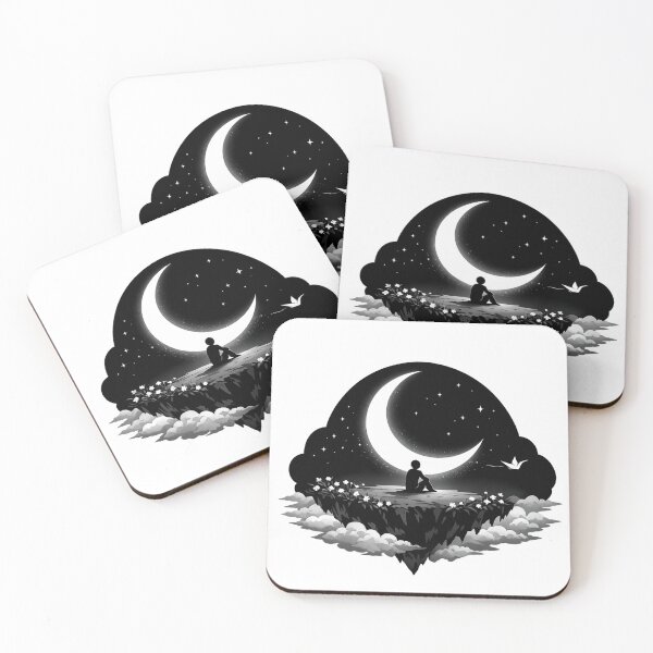 Item preview, Lonely Moon Dream | Minimalist Aesthetic Floating Island Illustration designed and sold by Trendykunnu.