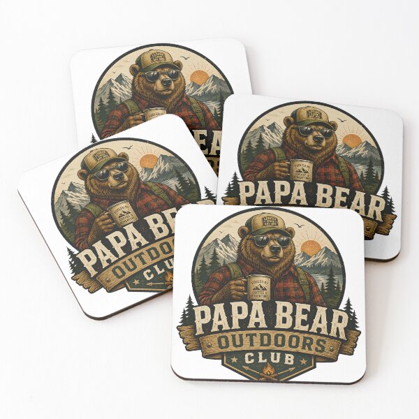Item preview, Papa Bear Outdoors Club – Funny Bear Camping T-Shirt, Coffee Adventure Graphic, Father's Day Gift for Outdoor Dad designed and sold by OldSchoolCulture.