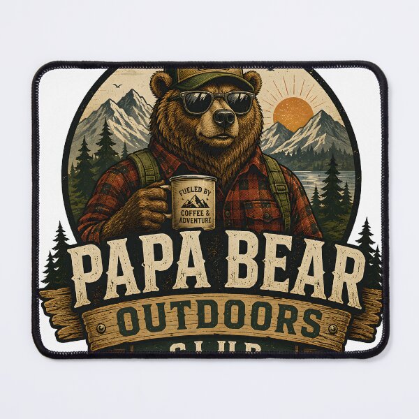 Item preview, Papa Bear Outdoors Club – Funny Bear Camping T-Shirt, Coffee Adventure Graphic, Father's Day Gift for Outdoor Dad designed and sold by OldSchoolCulture.