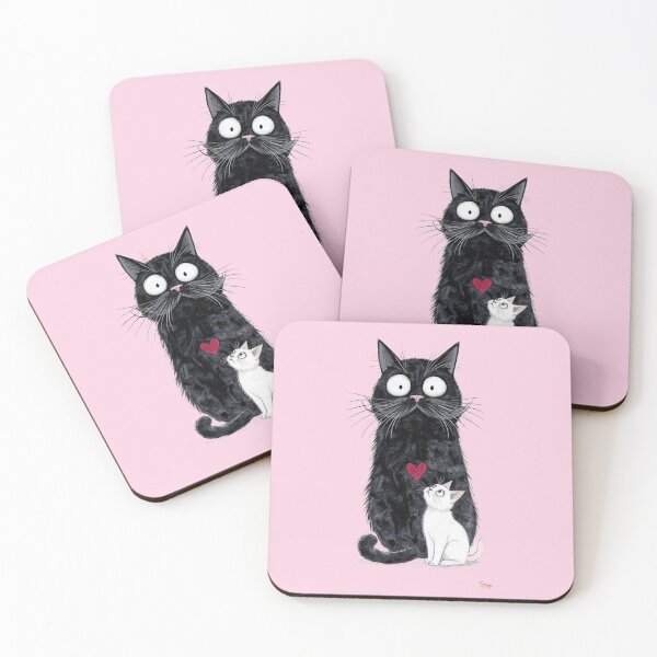 Item preview, Big Black Cat and Small White Kitten  designed and sold by BLUESKY11a.