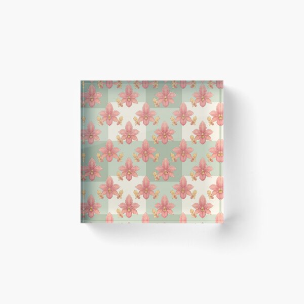 Item preview, Pastel Orchids & Yellow Blooms – Modern Checkerboard Botanical Seamless Pattern designed and sold by The Digital Compass.