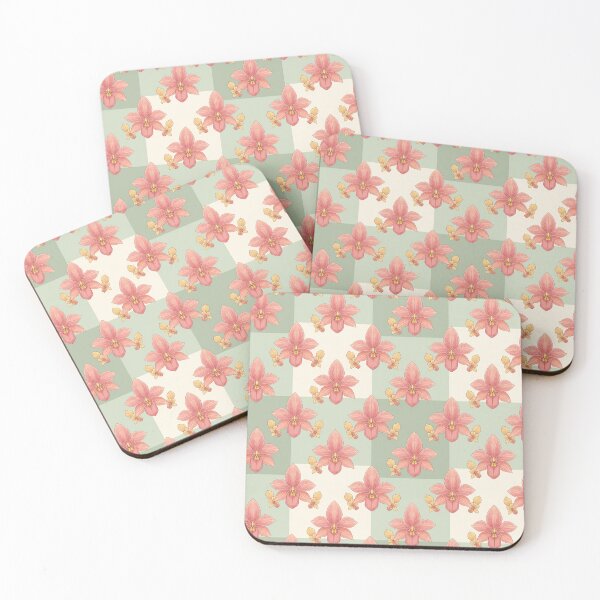 Item preview, Pastel Orchids & Yellow Blooms – Modern Checkerboard Botanical Seamless Pattern designed and sold by The Digital Compass.