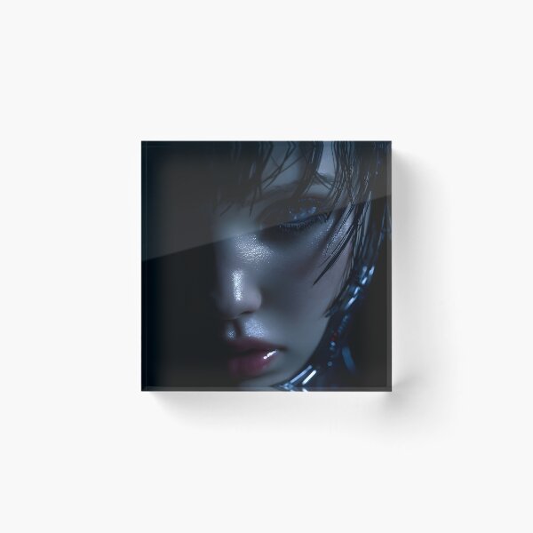 Item preview, Dark Female Android Face Blue Eye designed and sold by cyberartmaker.