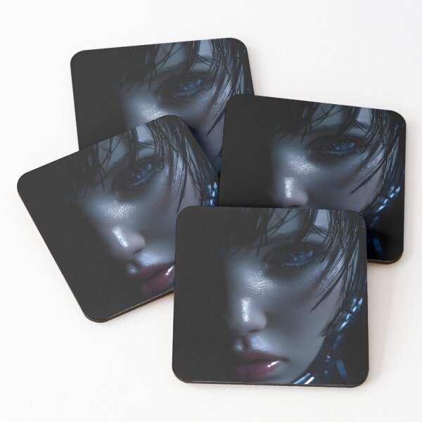Item preview, Dark Female Android Face Blue Eye designed and sold by cyberartmaker.