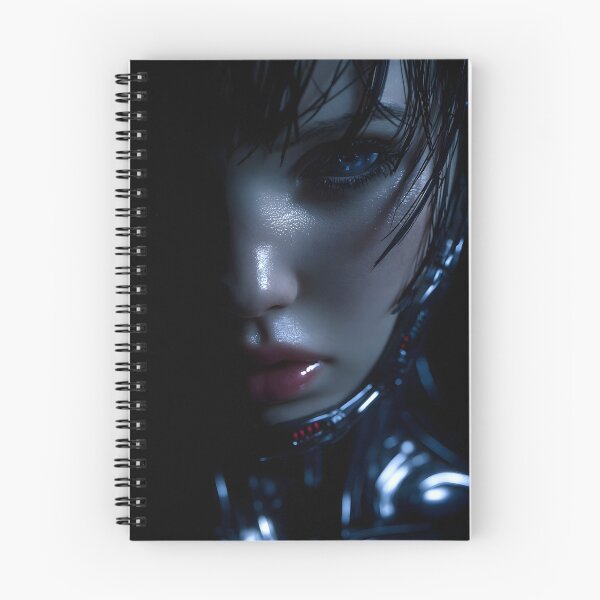 Item preview, Dark Female Android Face Blue Eye designed and sold by cyberartmaker.