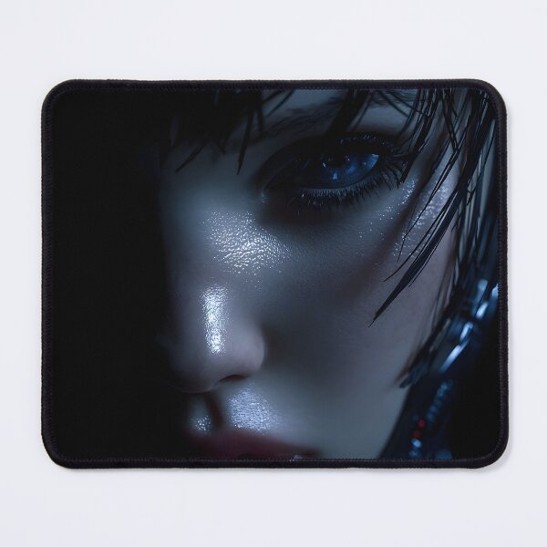 Item preview, Dark Female Android Face Blue Eye designed and sold by cyberartmaker.