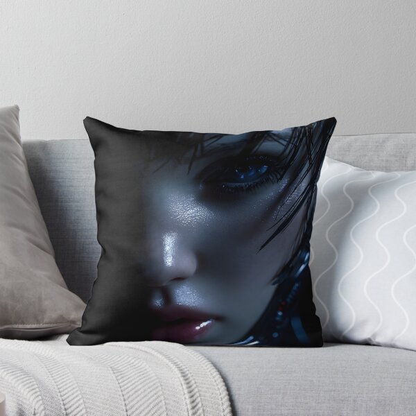 Item preview, Dark Female Android Face Blue Eye designed and sold by cyberartmaker.