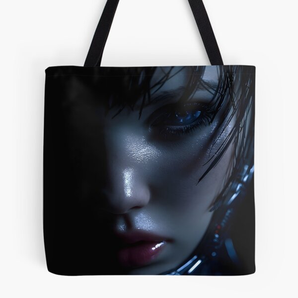 Item preview, Dark Female Android Face Blue Eye designed and sold by cyberartmaker.