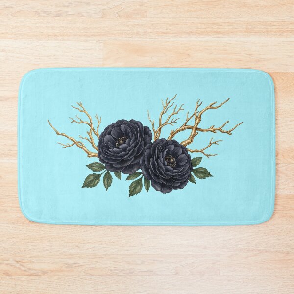 Item preview, Dark Black Peony Golden Twigs Luxury Gothic Floral Art designed and sold by BreezifyDesignStudio.
