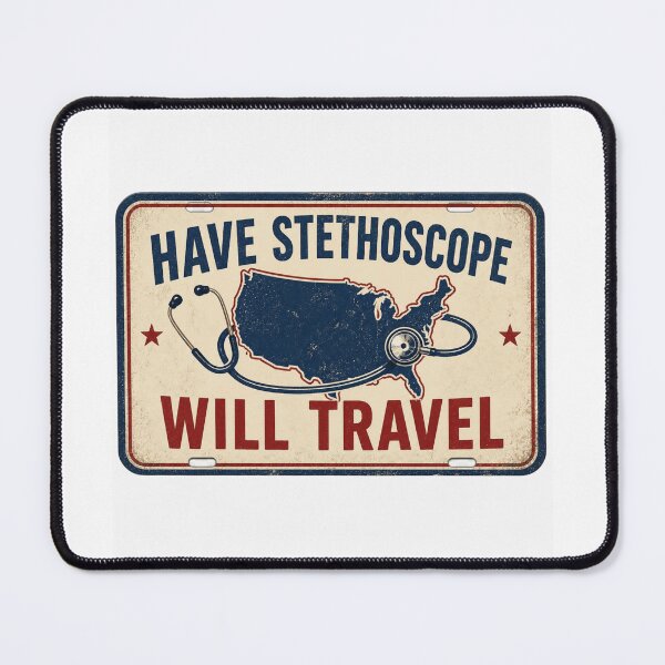 Item preview, Travel Nurse Retro USA License Plate Stethoscope designed and sold by bangsy.
