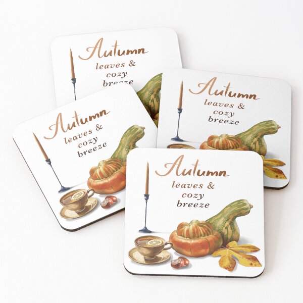 Item preview, Autumn Leaves and Cozy Breeze Watercolor Clipart with Pumpkin, Tea and Candle designed and sold by Ms. Iryna.