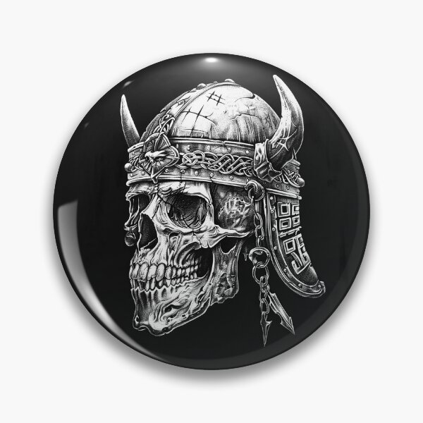 Item preview, Viking Skull with Horned Helmet Norse Warrior Gothic Art designed and sold by inkoutninja.