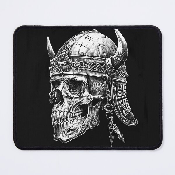 Item preview, Viking Skull with Horned Helmet Norse Warrior Gothic Art designed and sold by inkoutninja.