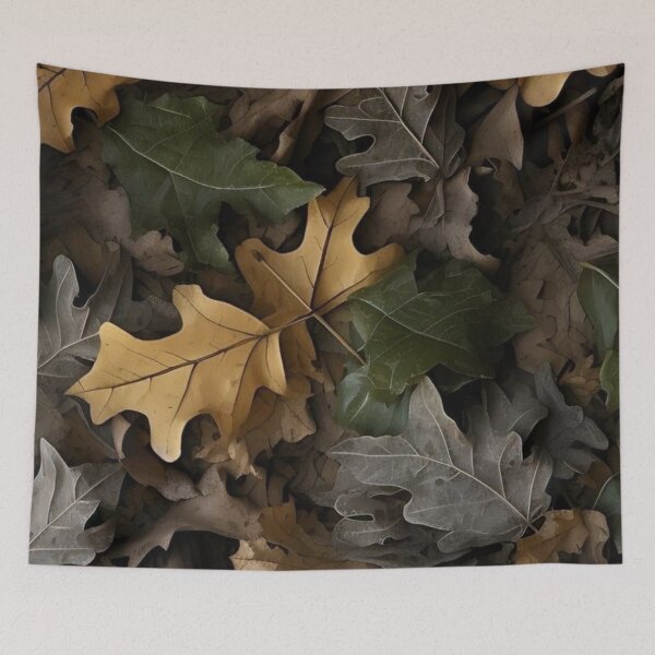 Item preview, Muted Autumn Oak Leaves Pattern Dark Moody Fall Foliage Art designed and sold by LYAN-STORE.