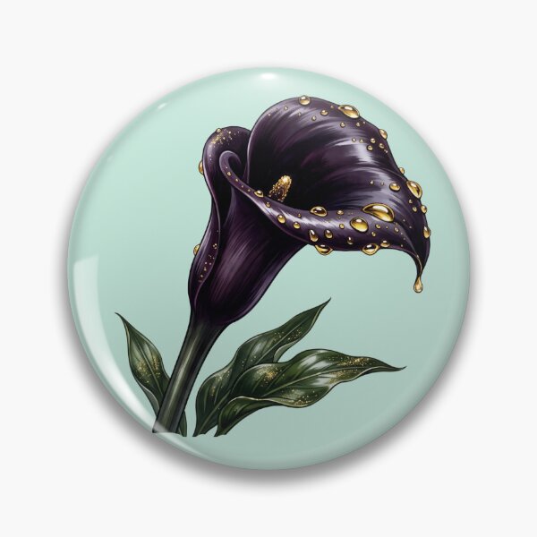 Item preview, Deep Purple Calla Lily Liquid Gold Droplets Botanical designed and sold by BreezifyDesignStudio.