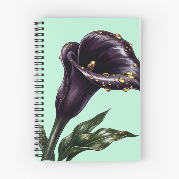 Item preview, Deep Purple Calla Lily Liquid Gold Droplets Botanical designed and sold by BreezifyDesignStudio.