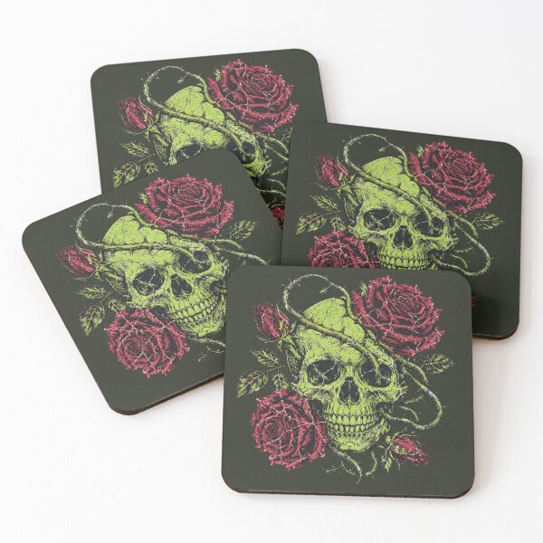 Item preview, Gothic Skull and Roses Moss Green Grunge Streetwear designed and sold by W&RParadise.
