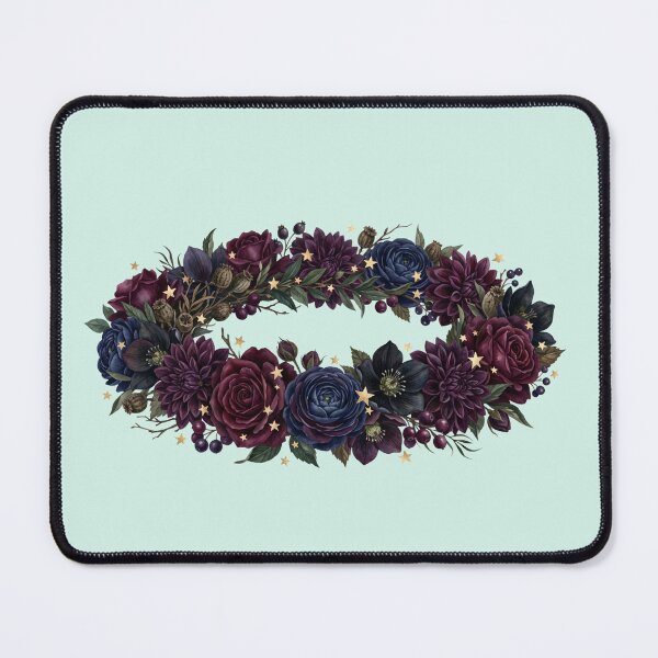 Item preview, Dark Moody Floral Wreath Gold Stars Witchy Botanical Frame designed and sold by BreezifyDesignStudio.