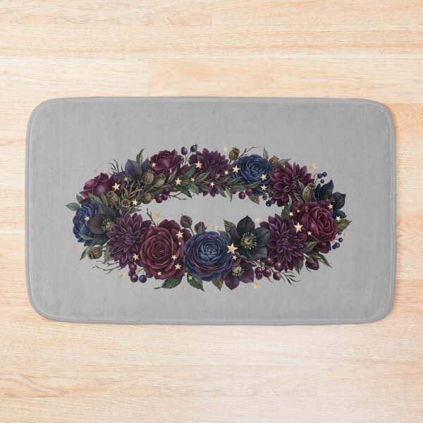 Item preview, Dark Moody Floral Wreath Gold Stars Witchy Botanical Frame designed and sold by BreezifyDesignStudio.