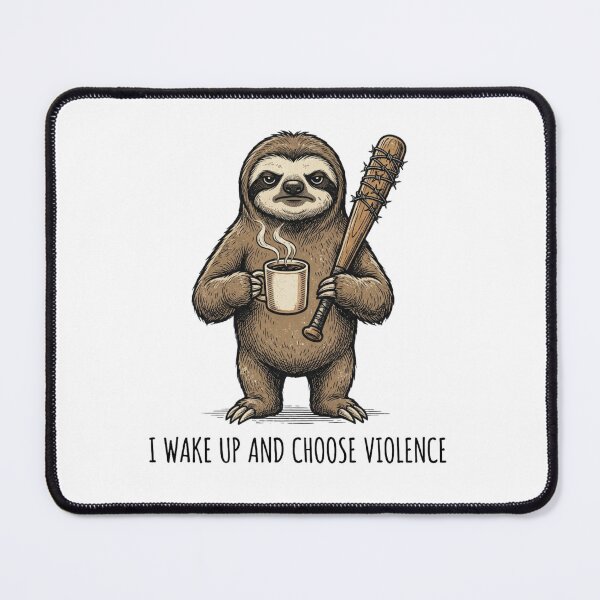 Item preview, I Wake Up And Choose Violence Cool Sloth Coffee Baseball Bat designed and sold by raedattia.