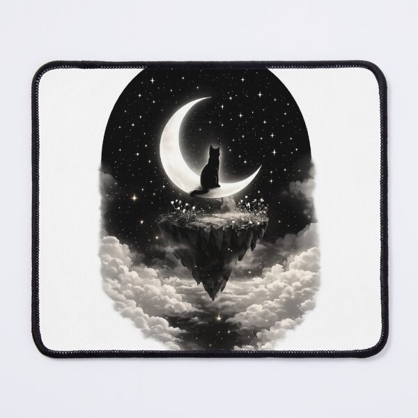 Item preview, Black Cat Moon Aesthetic | Minimalist Celestial Dreamcore Illustration designed and sold by Trendykunnu.