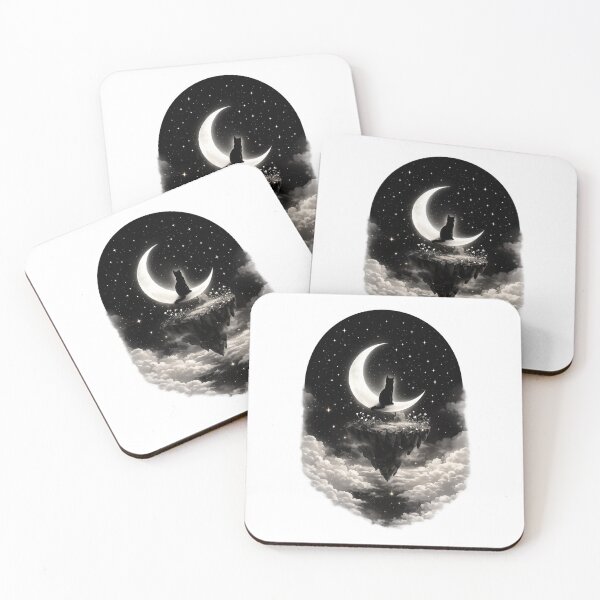Item preview, Black Cat Moon Aesthetic | Minimalist Celestial Dreamcore Illustration designed and sold by Trendykunnu.