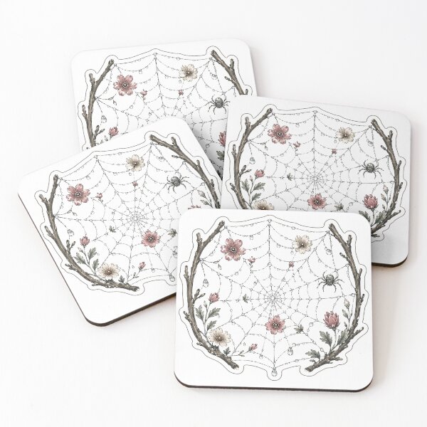 Item preview, Spiderweb and Flowers Soft Halloween Art designed and sold by DreamelleStudio.