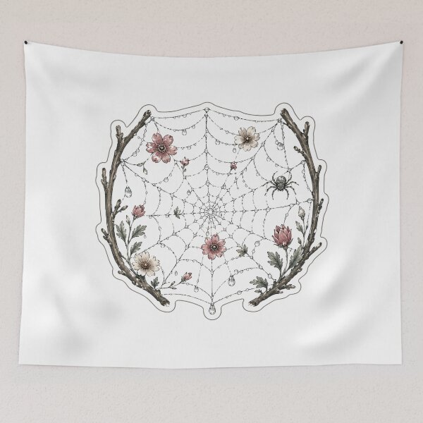 Item preview, Spiderweb and Flowers Soft Halloween Art designed and sold by DreamelleStudio.