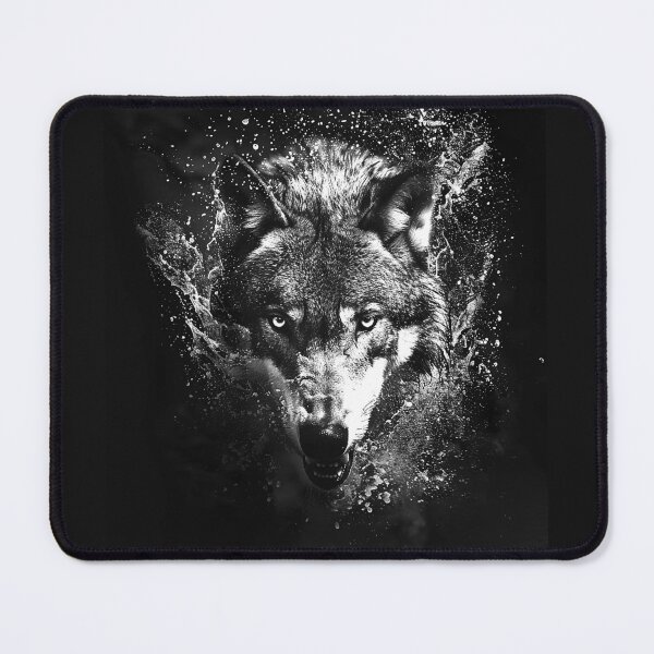 Item preview, Fierce Wolf with Ink Splash Monochrome Wildlife Portrait designed and sold by inkoutninja.
