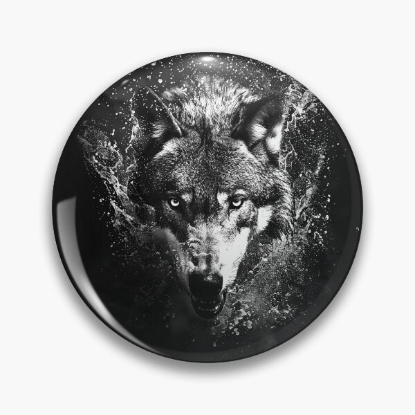Item preview, Fierce Wolf with Ink Splash Monochrome Wildlife Portrait designed and sold by inkoutninja.