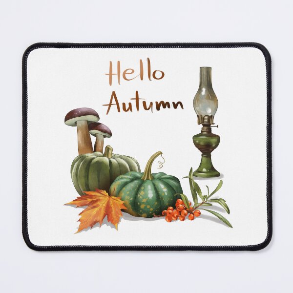 Item preview, Hello Autumn Watercolor Clipart with Pumpkin, Mushrooms, Lantern and Rowan Berries designed and sold by Ms. Iryna.