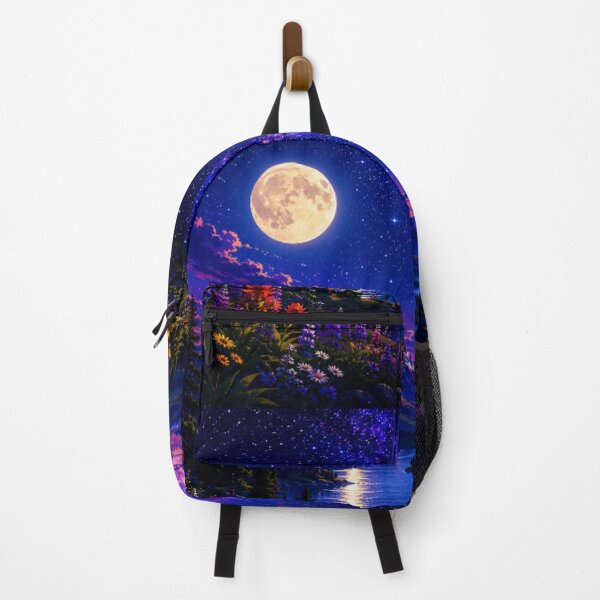 Item preview, Cosmic Full Moon Mountain Lake Cabin Nightscape Art designed and sold by Nexus Space.