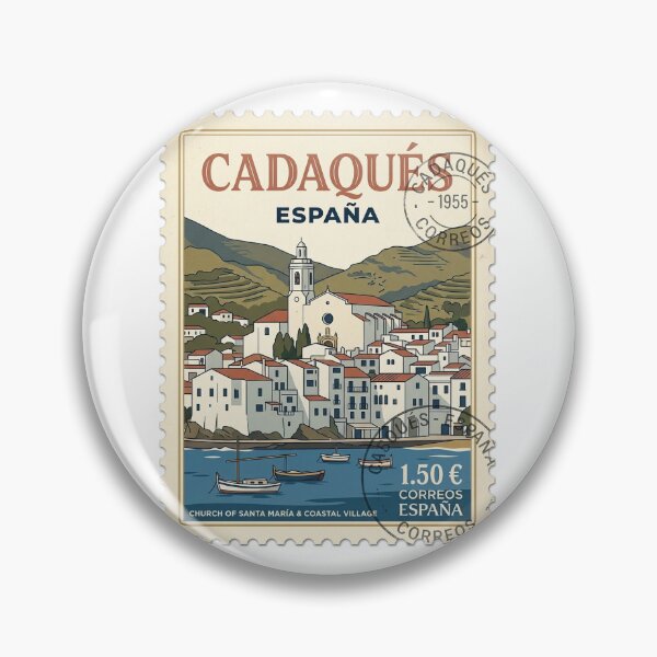 Item preview, Cadaqués Spain Travel Stamp Coastal Village Church designed and sold by k3rstman1.
