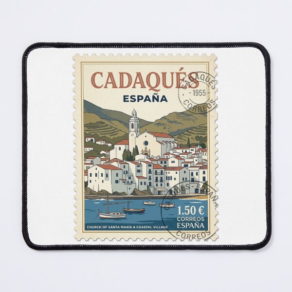Item preview, Cadaqués Spain Travel Stamp Coastal Village Church designed and sold by k3rstman1.