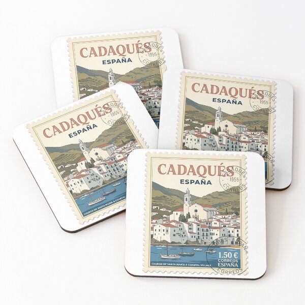 Item preview, Cadaqués Spain Travel Stamp Coastal Village Church designed and sold by k3rstman1.