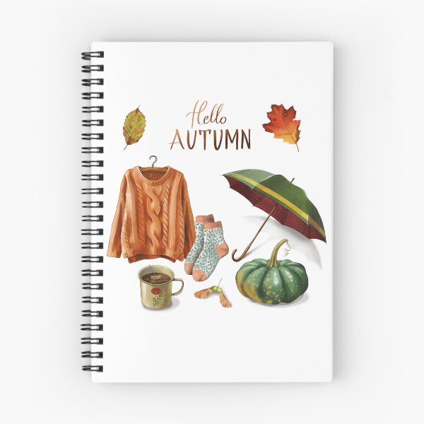 Item preview, Hello Autumn Watercolor Clipart with Cozy Sweater, Umbrella, Pumpkin and Fall Accessories designed and sold by Ms. Iryna.