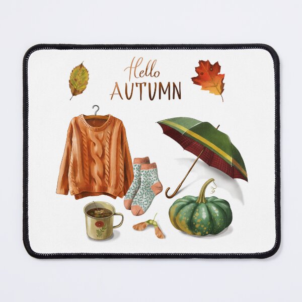 Item preview, Hello Autumn Watercolor Clipart with Cozy Sweater, Umbrella, Pumpkin and Fall Accessories designed and sold by Ms. Iryna.