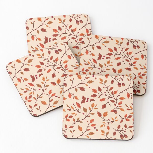 Item preview, Cozy Autumn Leaves Branches and Acorns Pattern Warm Fall Botanical Art designed and sold by LYAN-STORE.